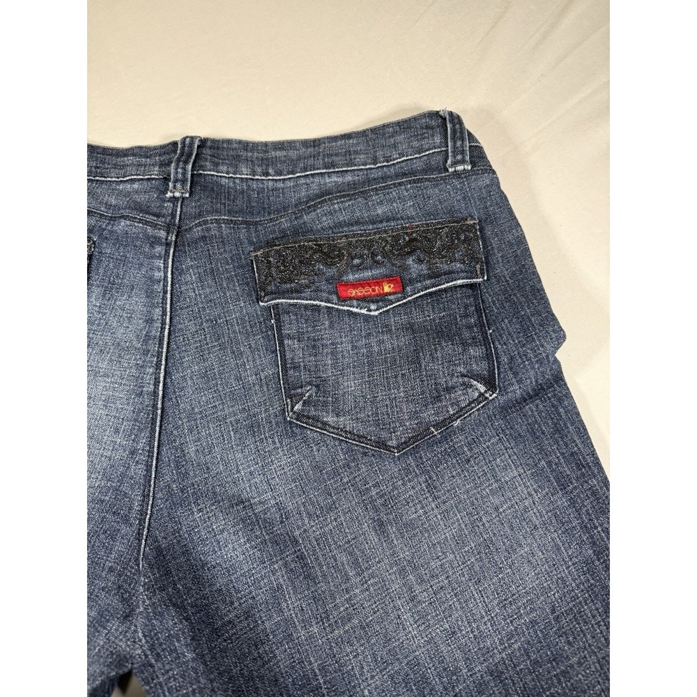 Ooh La La Bootcut Boogie Jeans Women's 14 Blue Bootcut Denim Embroidered 32L - Picture 11 of 11